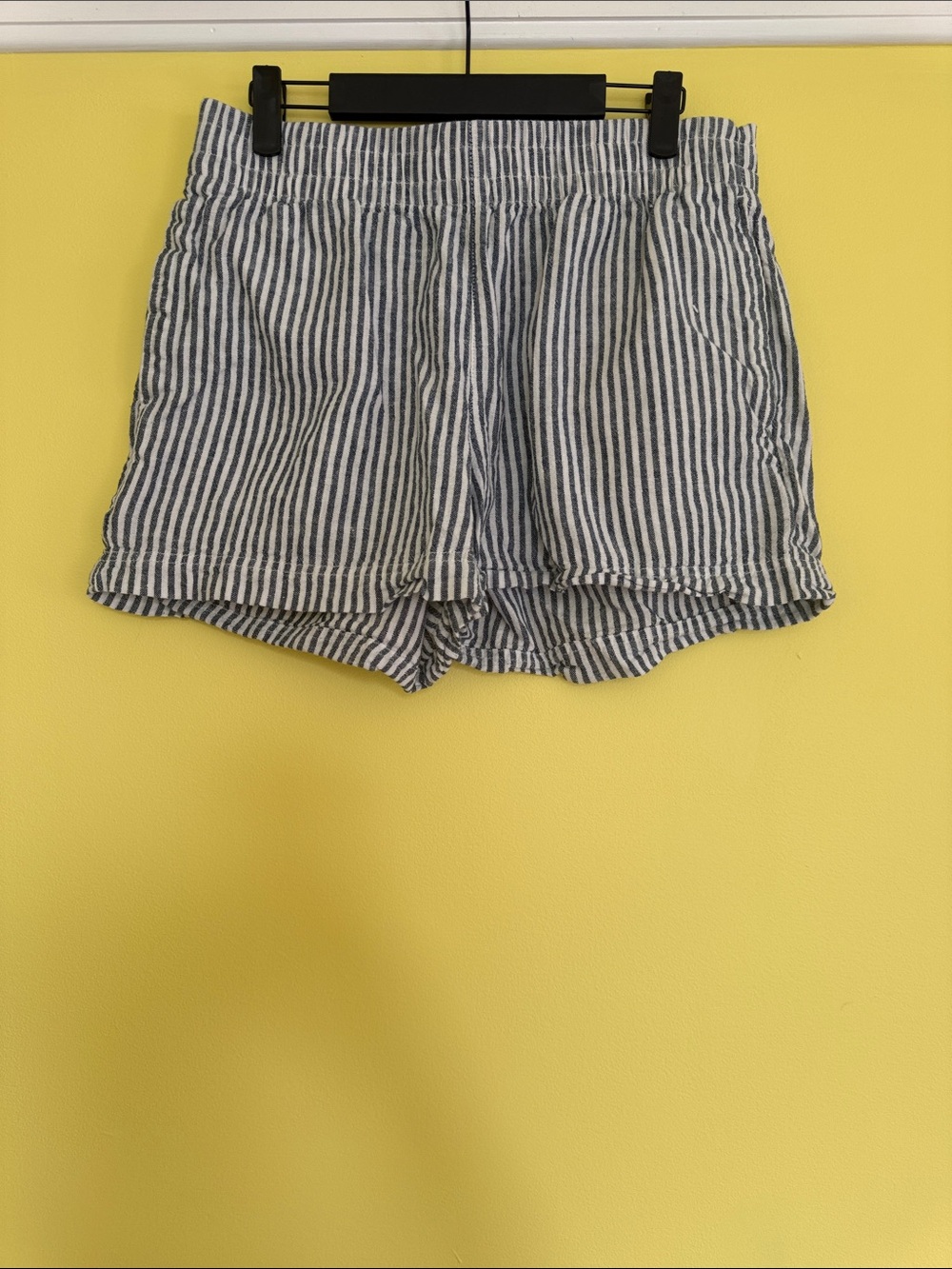 Old Navy Navy and White Striped High-Waist Shorts